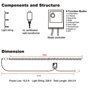 Waterglide timer options enable easy evening scheduling of lights.