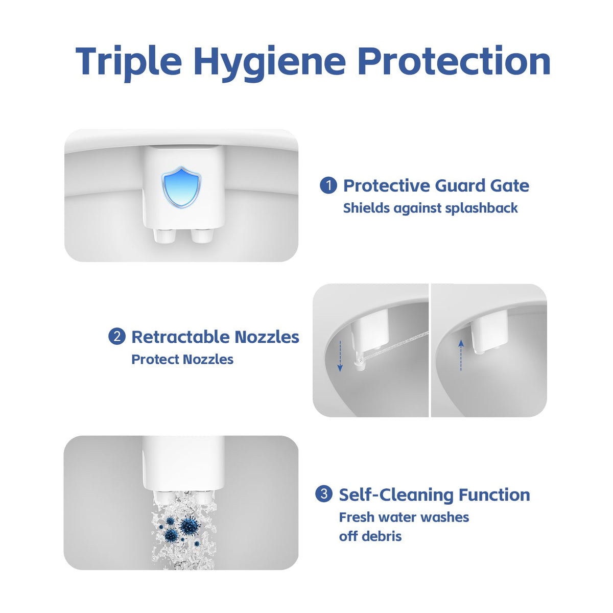 Waterlace adjustable pressure knob offers soft or strong spray.