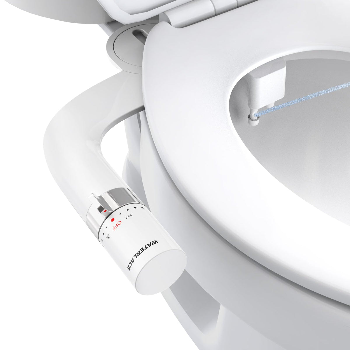 WaterLACE bidet attachment uses cold water only, no electricity needed.