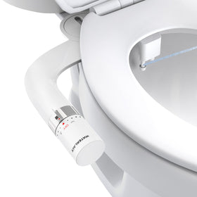 WaterLACE bidet attachment uses cold water only, no electricity needed.