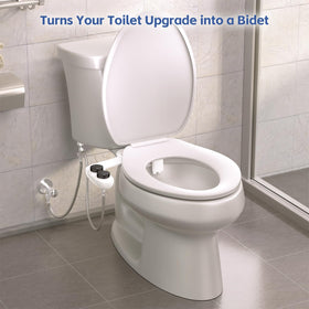 WaterLace bidet attachment side profile showing ultra-thin design fits under most toilets