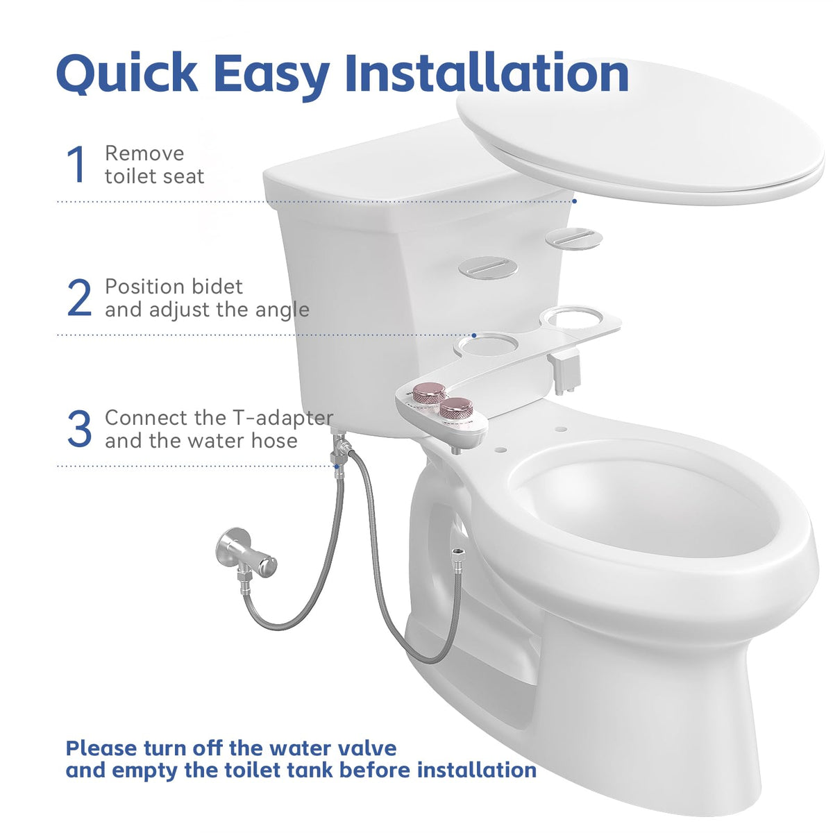 Waterlace easy-install kit with stainless inlet and braided hose.