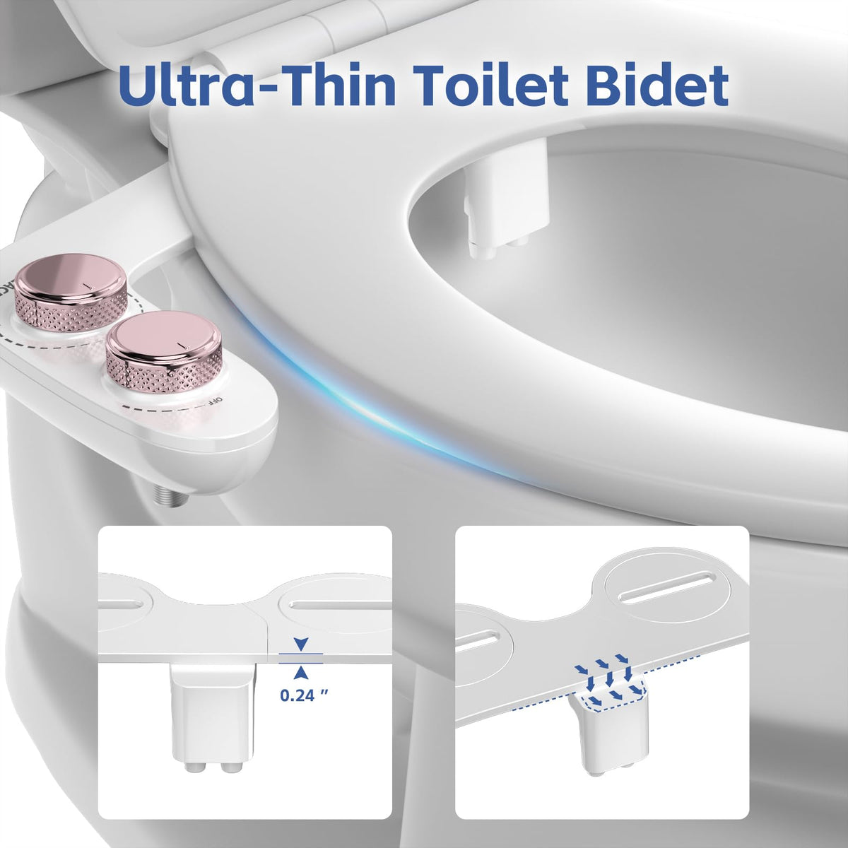Waterlace ultra-thin design fits most toilets and preserves seat gaps.