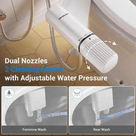 Waterlace ultra-slim non-electric bidet blends with any bathroom interior.