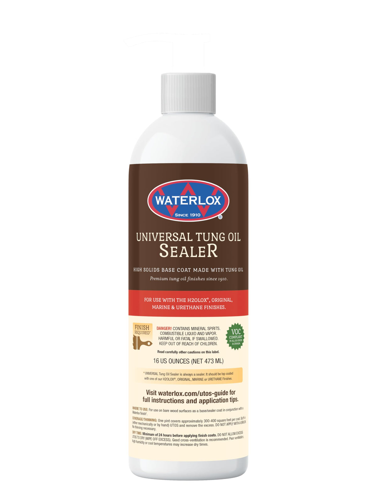 Waterlox Universal Tung Oil Sealer bottle pour for base coat on wood