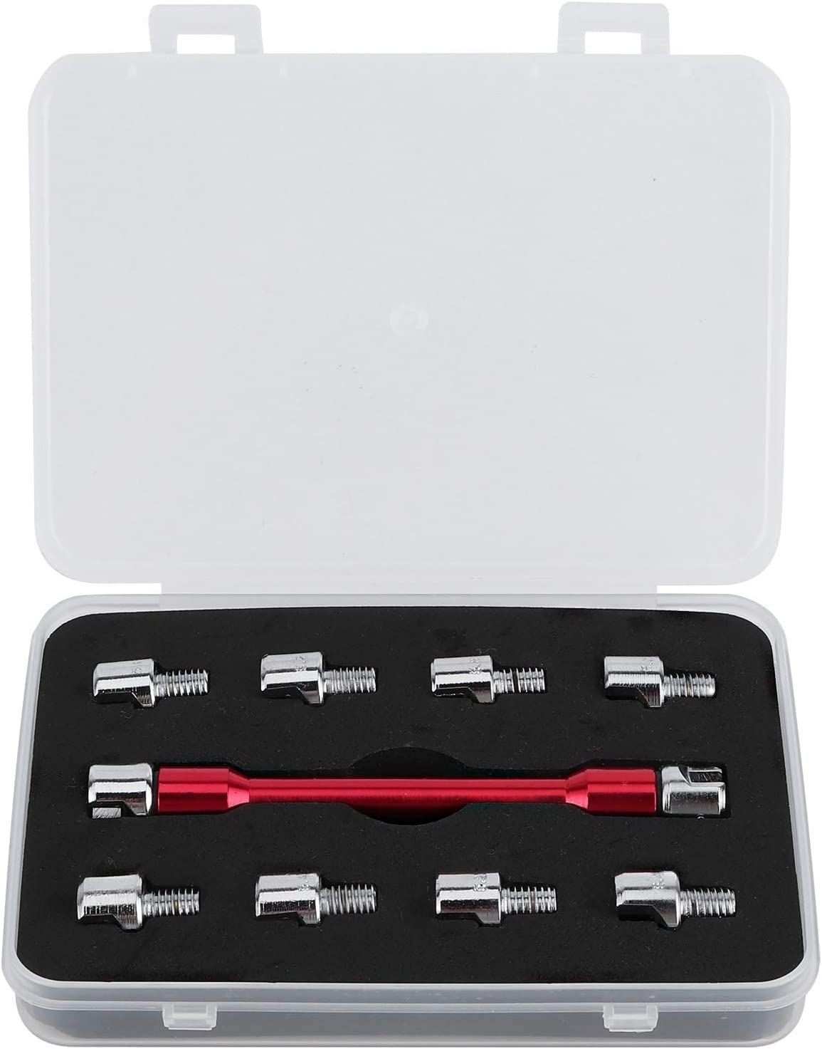 Watris Veiyi 5.0mm red spoke wrench for precise nipple adjustments on road-ready wheels.