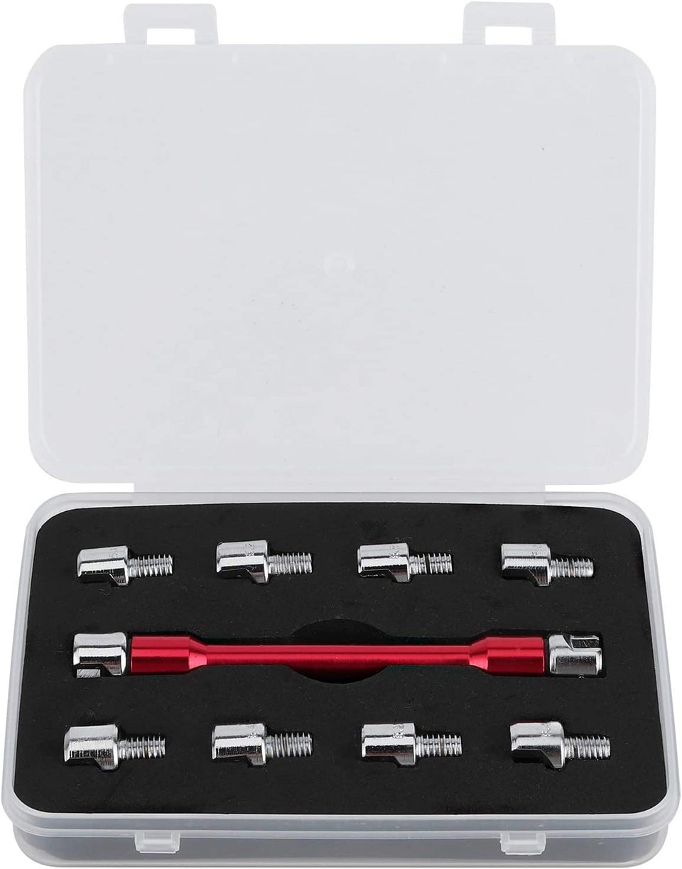Watris Veiyi 5.0mm red spoke wrench for precise nipple adjustments on road-ready wheels.