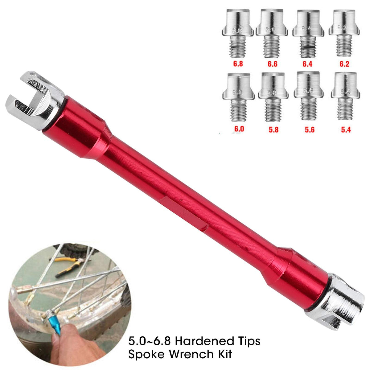 Watris Veiyi 5.4mm red spoke wrench supports reliable wheel alignment during maintenance tasks.