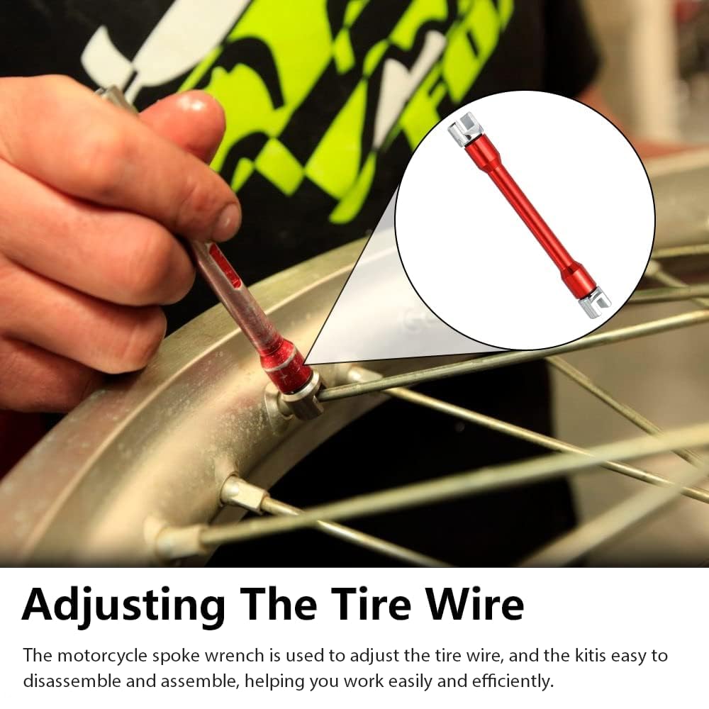 Watris Veiyi 6.2mm red spoke wrench streamlines on-the-spot wheel care.
