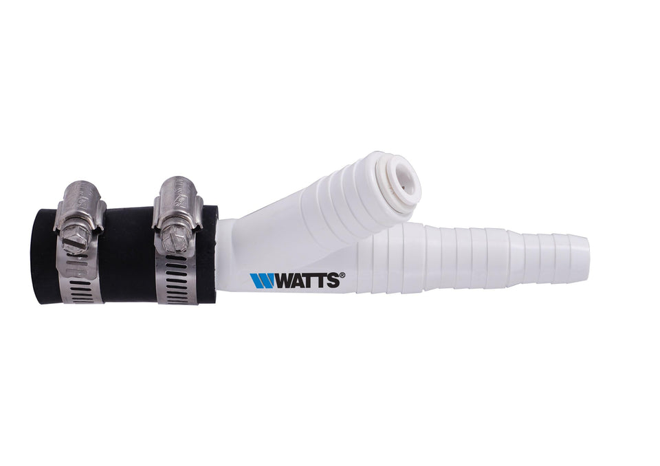 Watts Premier DLA-D drain line adapter with push-in fitting for easy installation