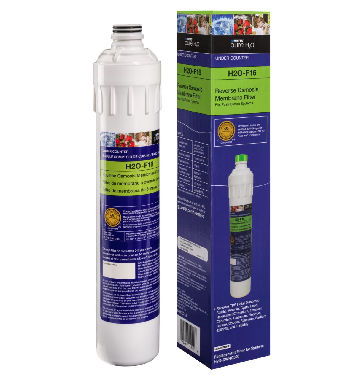 Watts Premier H2O-F16 under-counter fit demonstrates compact installation.