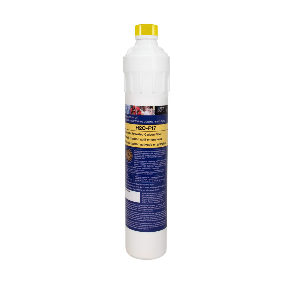Watts Premier H2O-F17 GAC filter compatible with DWGC for space-saving under-sink filtration