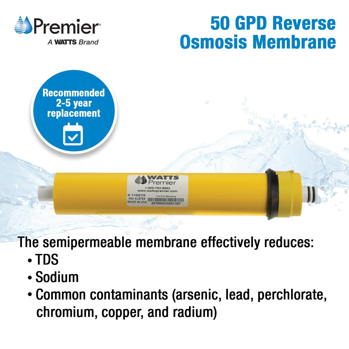 Watts Premier reduces contaminants like arsenic and lead for better tasting water
