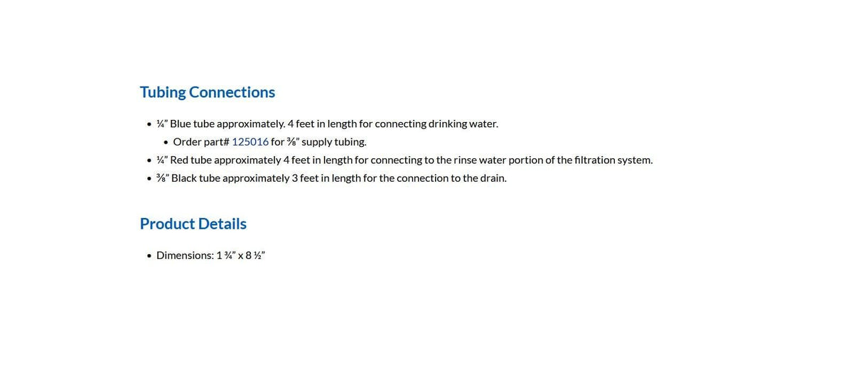 Watts Premier 1/4 inch tubing connection for straightforward RO installation.