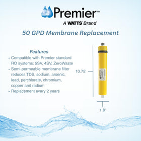 Watts Premier 4SV and 5SV compatible membrane fits multiple RO configurations