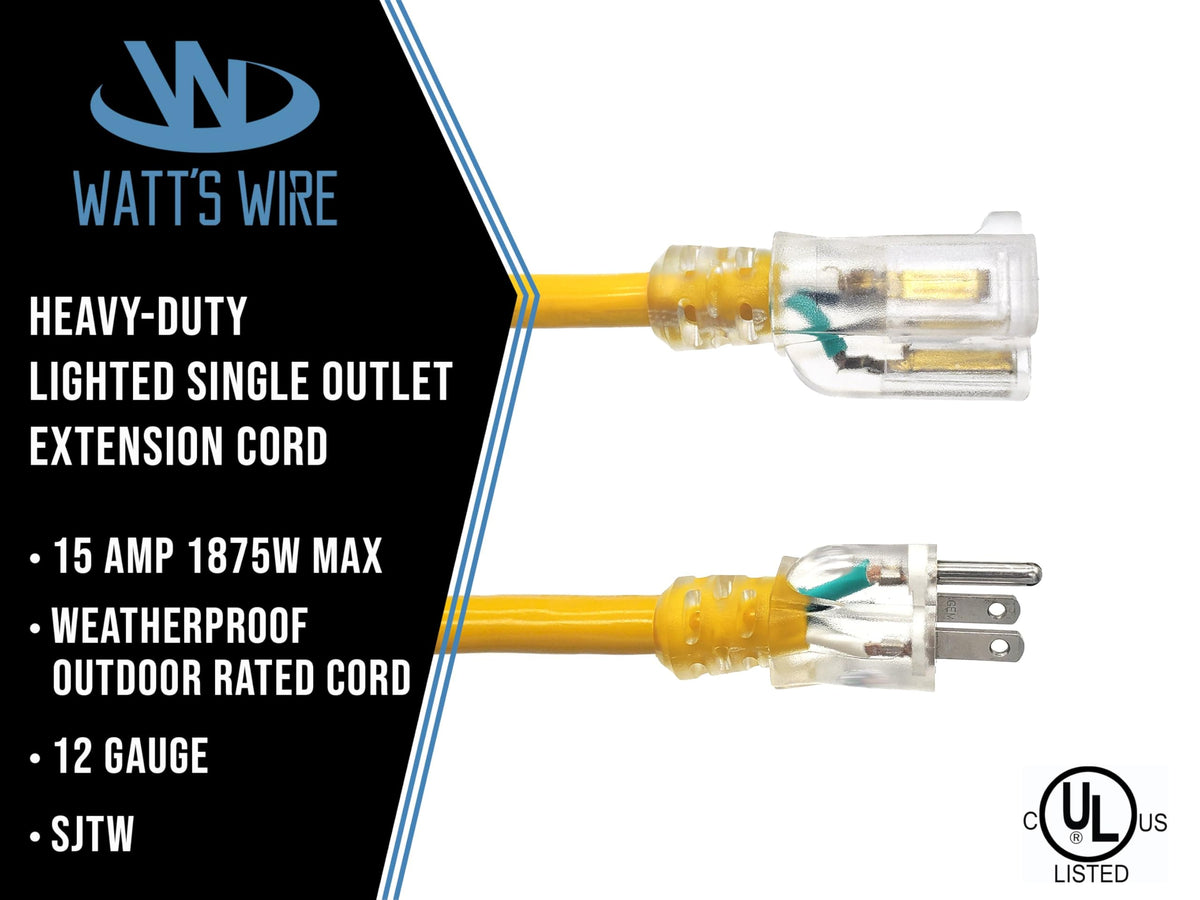Watts Wire 12 gauge heavy-duty cord for reliable outdoor power needs.