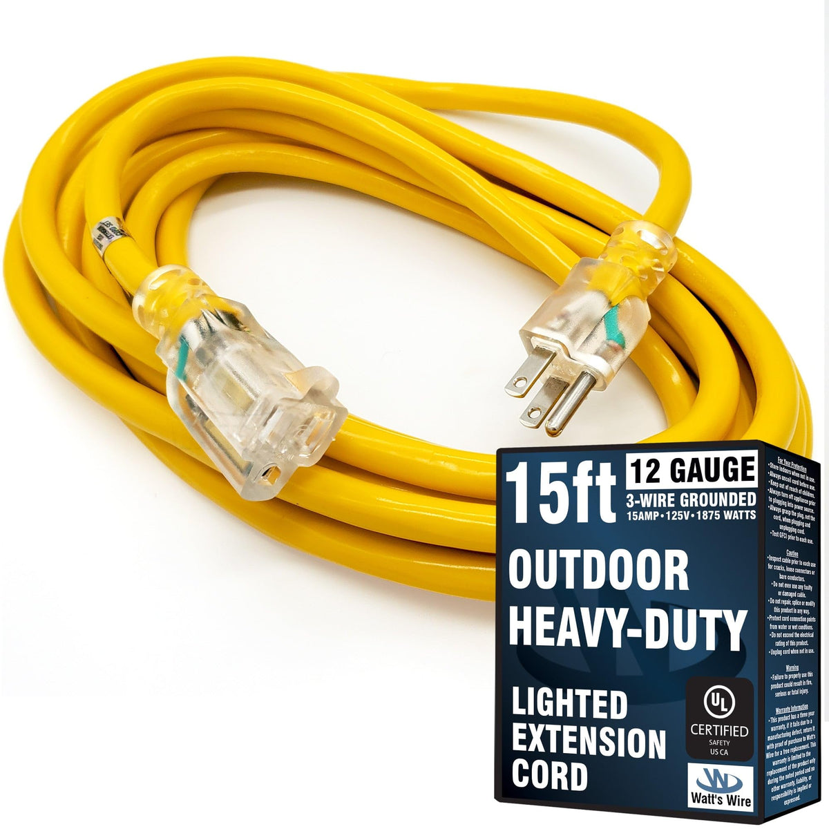 Watt's Wire 15ft outdoor extension cord waterproof for weatherproof tool use