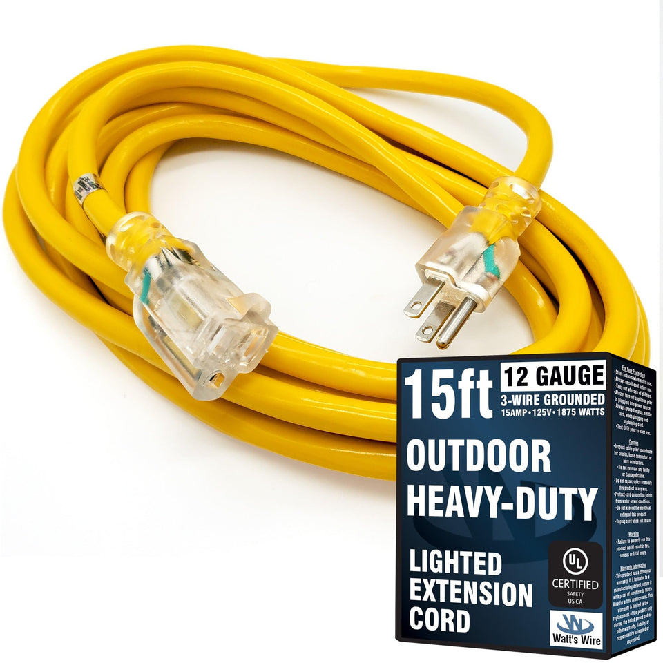 Watt's Wire 15ft outdoor extension cord waterproof for weatherproof tool use