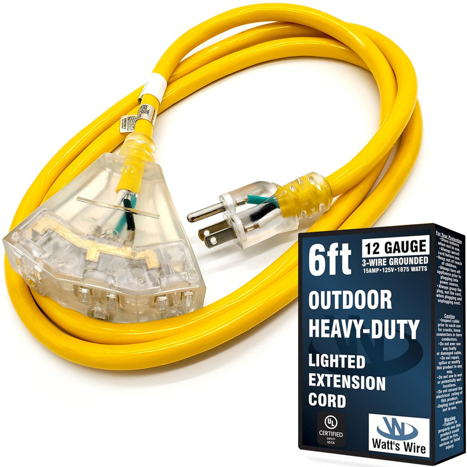 Watt's Wire 6ft outdoor extension cord waterproof for weather-ready power outdoors