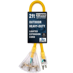 Watts Wire outdoor extension cord with lighted triple-tap for visibility and safety