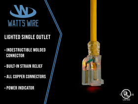 Watts Wire waterproof outdoor extension cord designed to resist rain and sun.