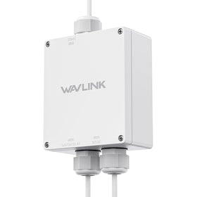 WAVLINK outdoor PoE enclosure front view showcasing weatherproof housing