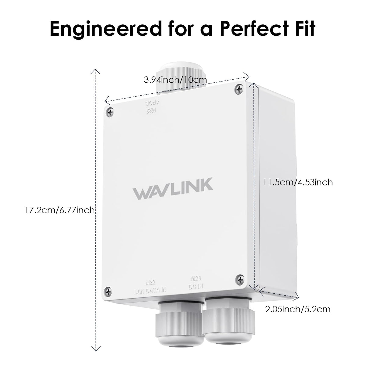WAVLINK enclosure interior with mounting pillars for PoE adapter