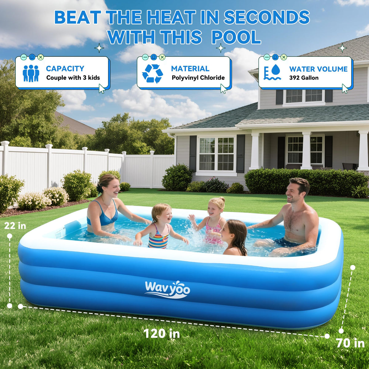 WavYoo large pool side view highlights quick inflation readiness