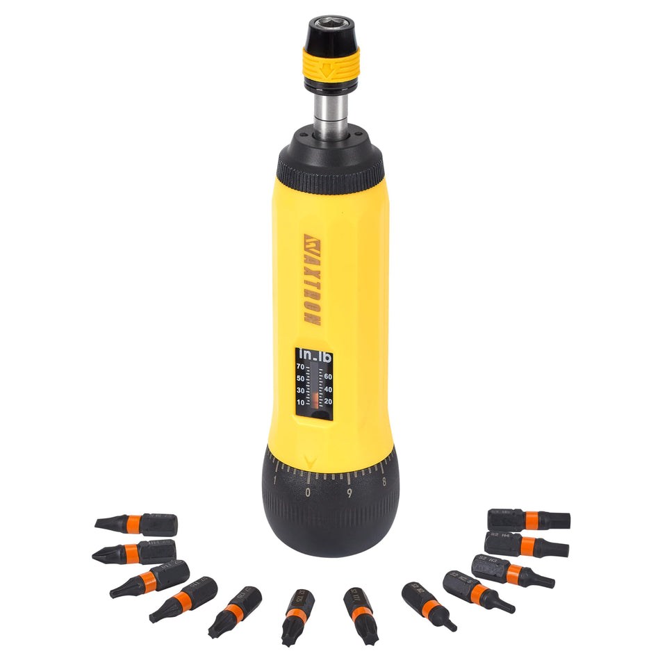 Waxtron torque screwdriver set with visual window enables fast, error-free torque settings for precision work.
