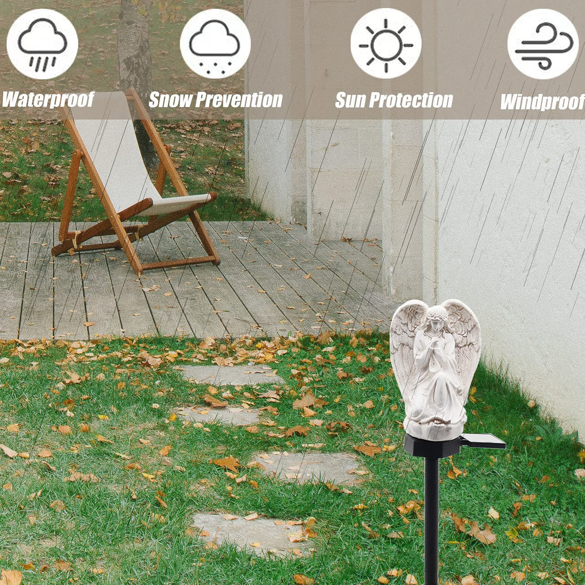 Wayda solar angel light suitable for patios and porches with easy installation