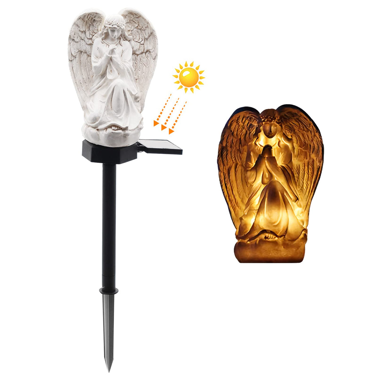Wayda solar angel light for garden illuminates pathways with warm decorative glow