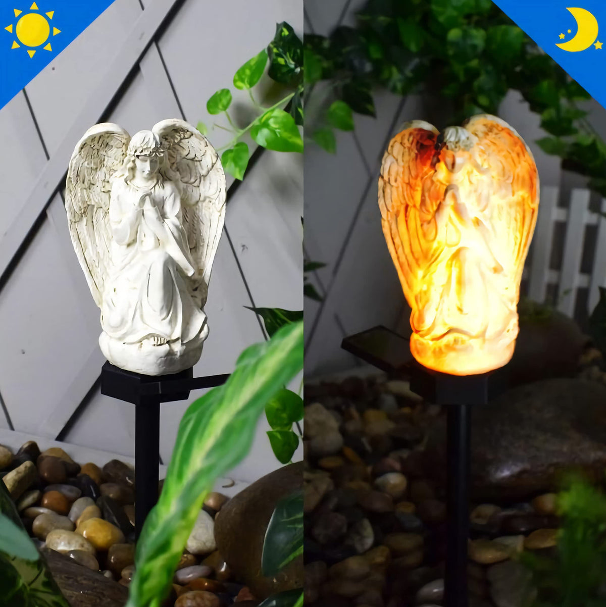 Wayda angel lights provide memorial-friendly glow for gardens and memorial gifts