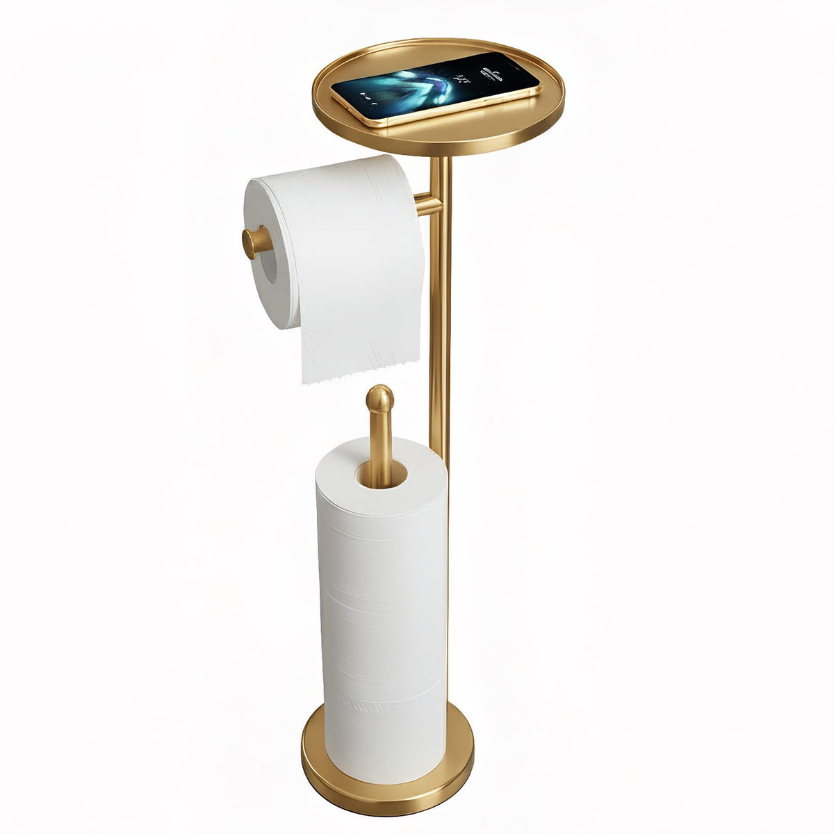 WAYDELI gold toilet paper holder with shelf and top tray