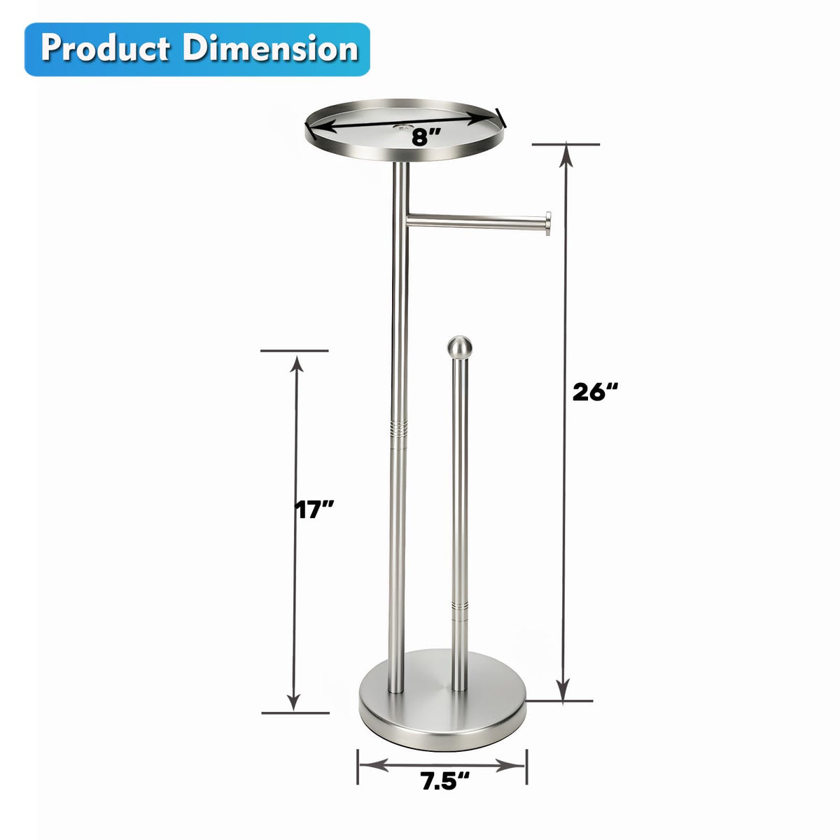 Close-up of brushed nickel finish on WAYDELI toilet paper holder