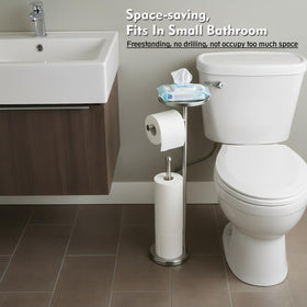 Freestanding design of WAYDELI toilet paper holder for flexible placement