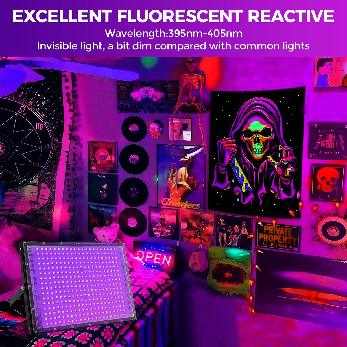 Waygor 395nm ultraviolet spectrum highlights fluorescent effects