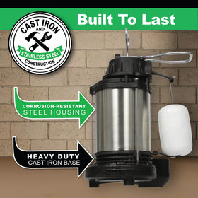 Wayne CDU980E top suction design preventing air locks and clogs during pumping
