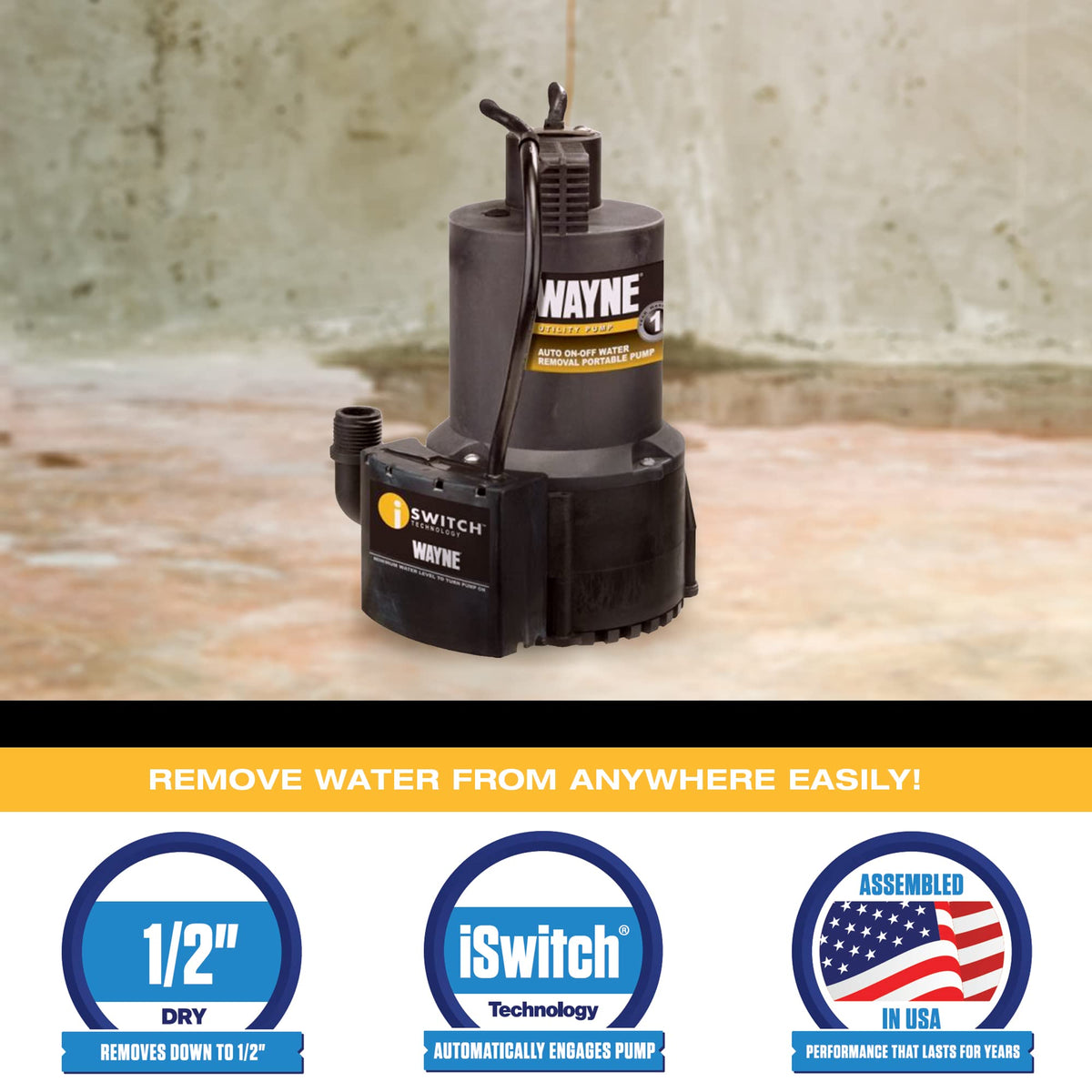 Wayne EEAUP250 auto-on/off feature demonstrated for simple operation.