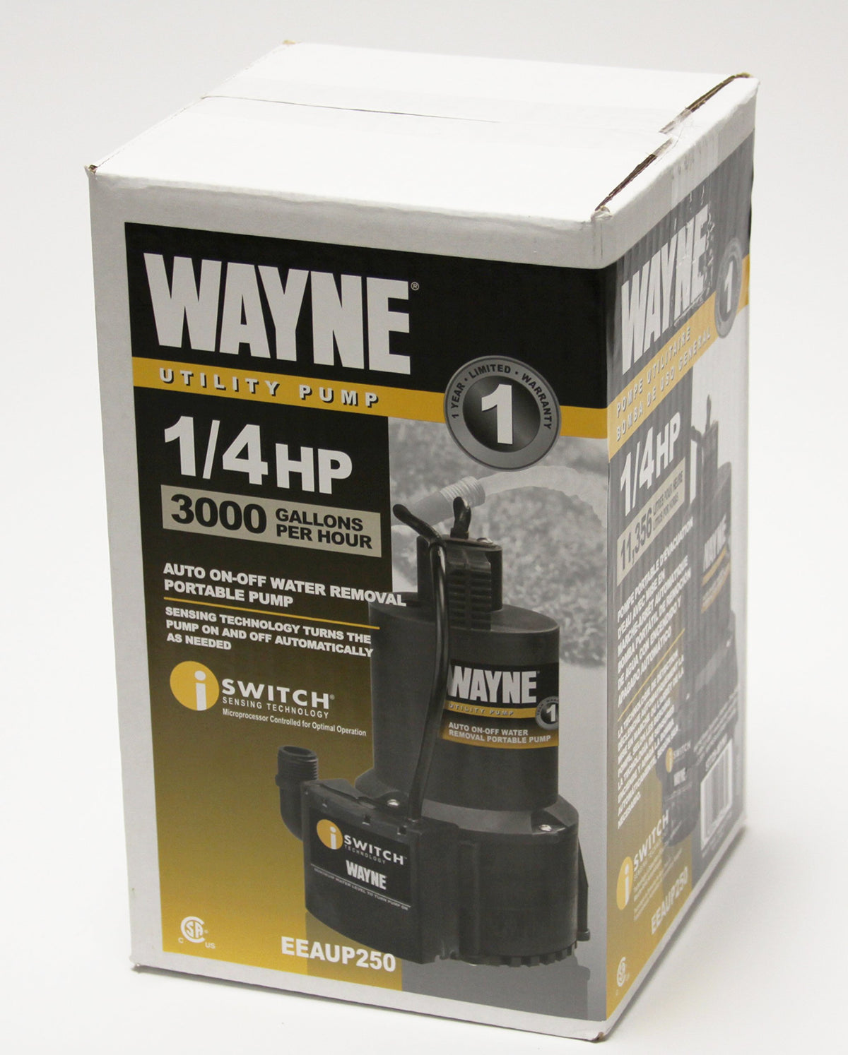 Wayne EEAUP250 submersible body highlights compact reinforced design for submerged use.