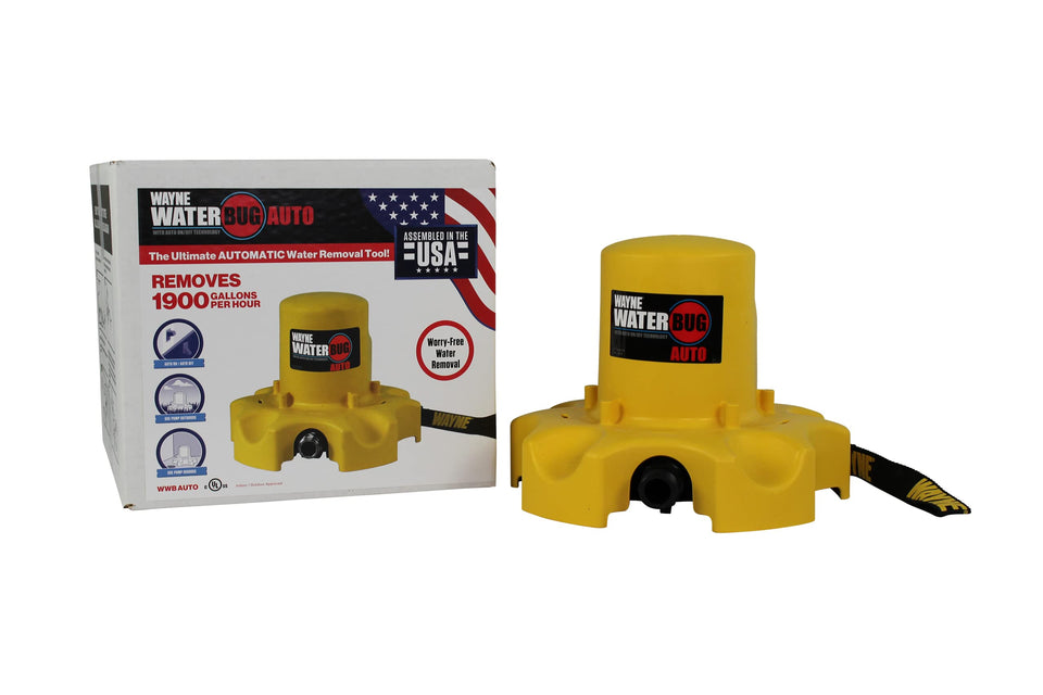Wayne WaterBUG Auto pump on/off in action demonstrating automatic water removal