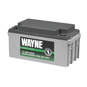 Wayne WSB1275 front view battery suitable for backup sump use