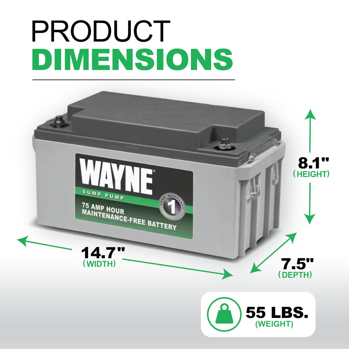 Wayne WSB1275 side view showing compact profile for basement installation