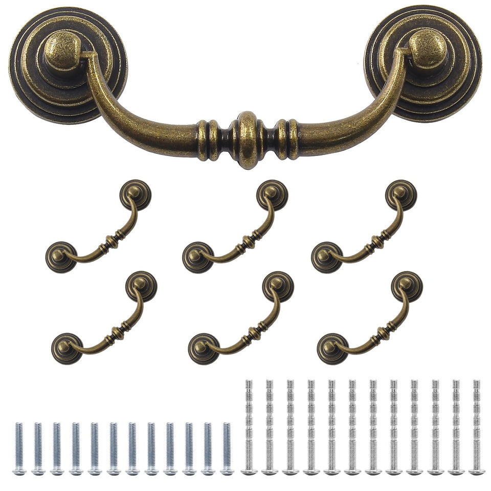 Waziaqoc antique drop bail pull with embossed pattern for vintage chest of drawers