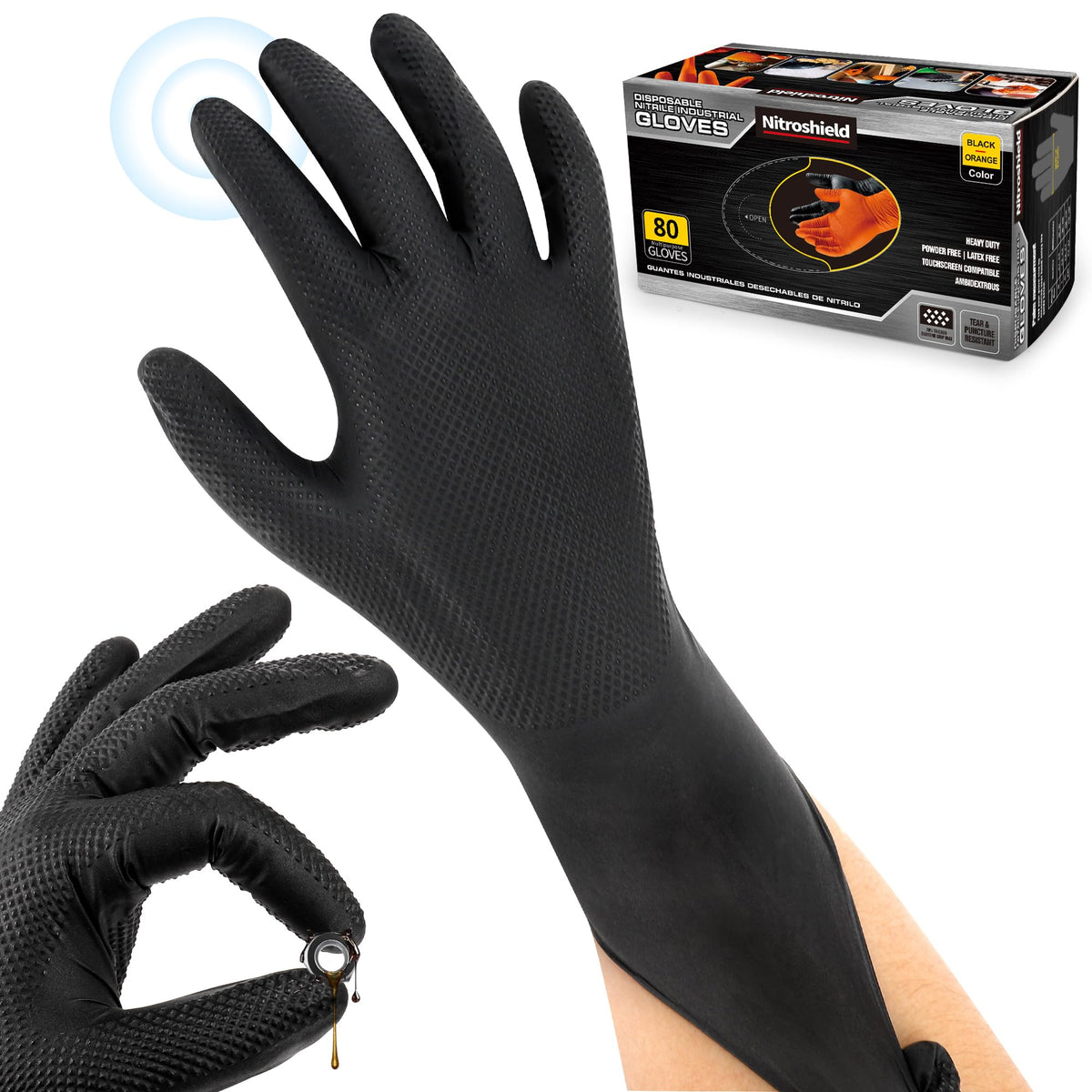 Wcy 9 Mil gloves close-up shows raised diamond texture for a secure grip during tough tasks.