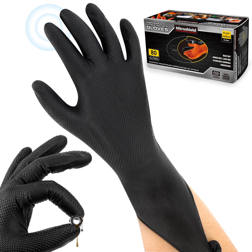 Wcy 9 Mil gloves close-up shows raised diamond texture for a secure grip during tough tasks.