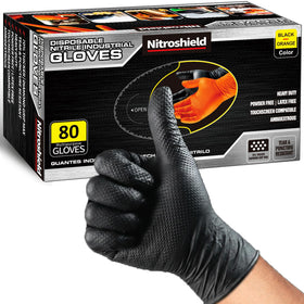 WCY NitroShield 9mil black nitrile gloves with textured grip for heavy-duty tasks