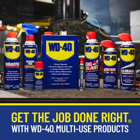 WD-40 product close-up conveying loosening and lubrication for quick repairs