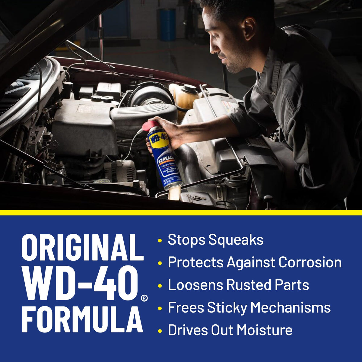 WD-40 Original Formula loosening rusted parts for easier disassembly of tools.