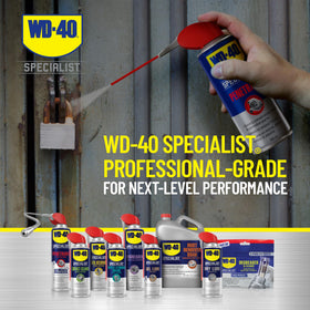 WD-40 Specialist Penetrant low-odor formula in workshop.