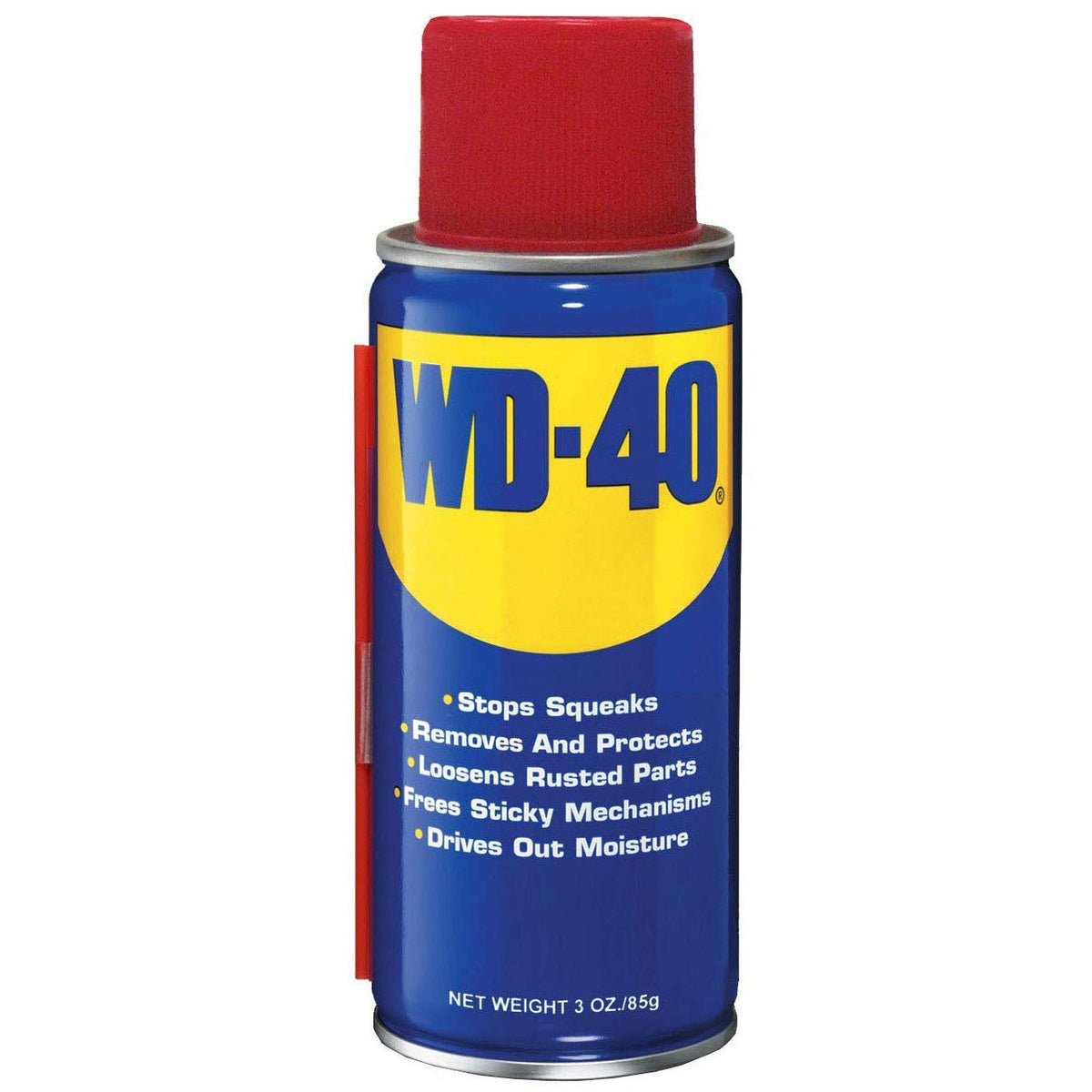 WD-40 straw attachment for precision spray in tight gaps and hinges.
